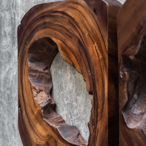 Uttermost Adlai Set of 6 Rich Coffee Brown Suar Wood Wall Art Decor