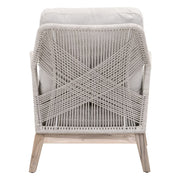 Essentials For Living Loom Outdoor Club Chair ~ Taupe & White Flat Rope, Performance Pumice, Gray Teak
