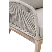 Essentials For Living Loom Outdoor Club Chair ~ Taupe & White Flat Rope, Performance Pumice, Gray Teak