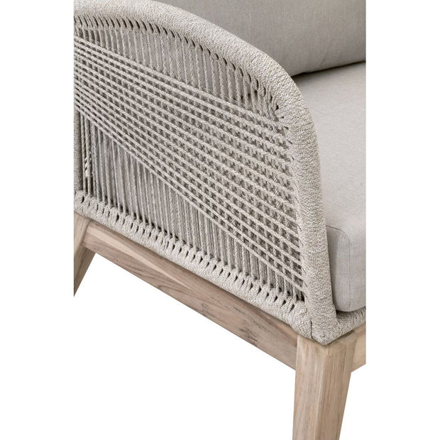Essentials For Living Loom Outdoor Club Chair ~ Taupe & White Flat Rope, Performance Pumice, Gray Teak