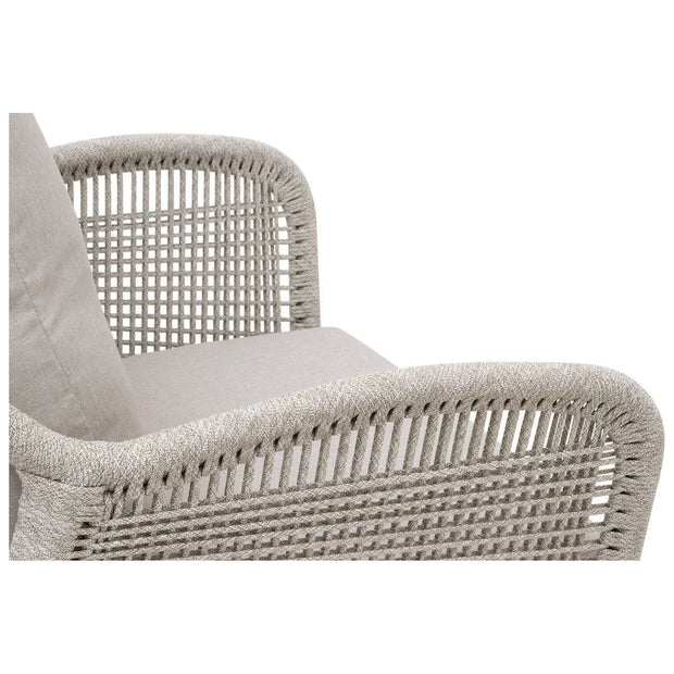 Essentials For Living Loom Outdoor Club Chair ~ Taupe & White Flat Rope, Performance Pumice, Gray Teak