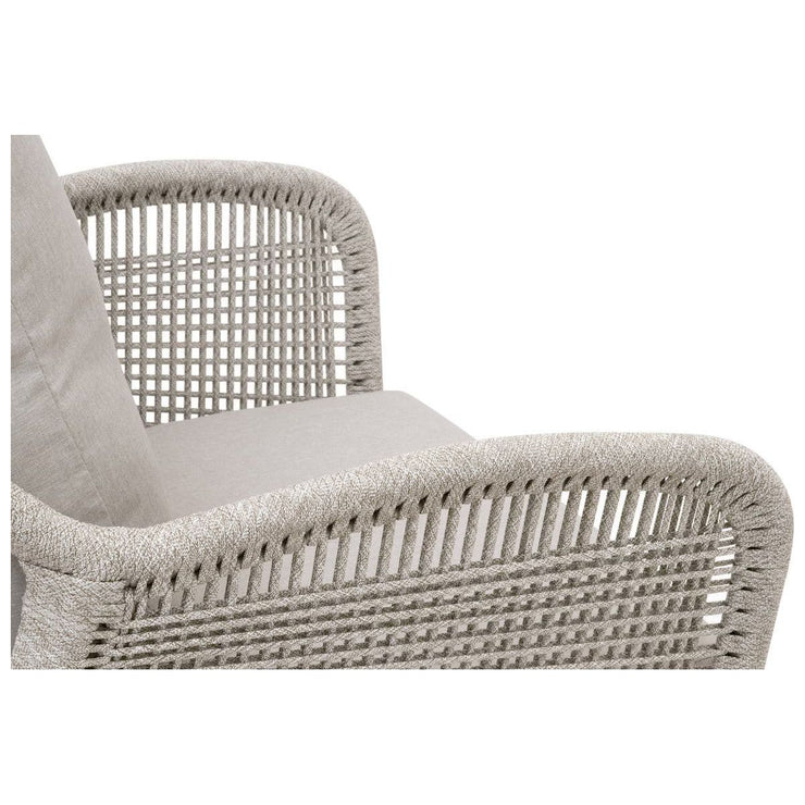 Essentials For Living Loom Outdoor Club Chair ~ Taupe & White Flat Rope, Performance Pumice, Gray Teak