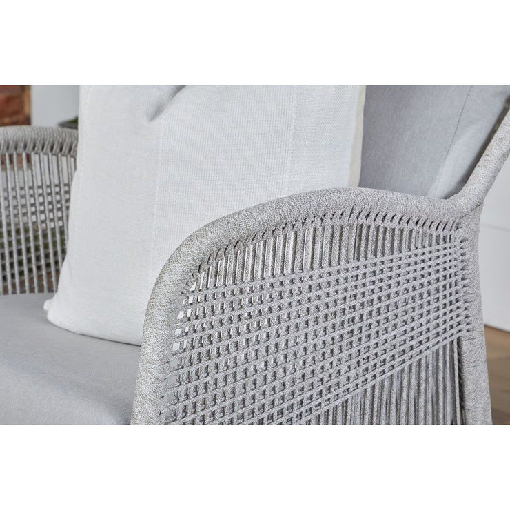 Essentials For Living Loom Outdoor Club Chair ~ Taupe & White Flat Rope, Performance Pumice, Gray Teak