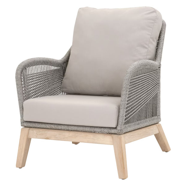 Essentials For Living Loom Outdoor Club Chair ~ Platinum Rope, Performance Smoke Gray, Gray Teak