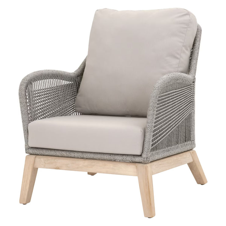Essentials For Living Loom Outdoor Club Chair ~ Platinum Rope, Performance Smoke Gray, Gray Teak