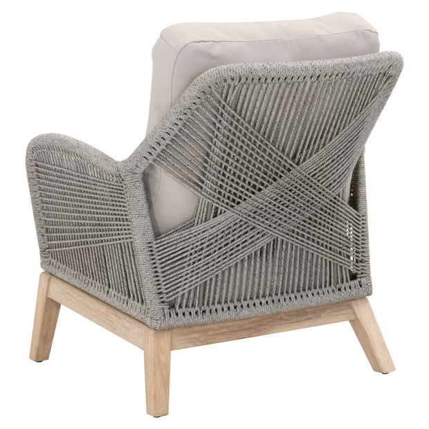 Essentials For Living Loom Outdoor Club Chair ~ Platinum Rope, Performance Smoke Gray, Gray Teak