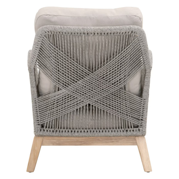 Essentials For Living Loom Outdoor Club Chair ~ Platinum Rope, Performance Smoke Gray, Gray Teak