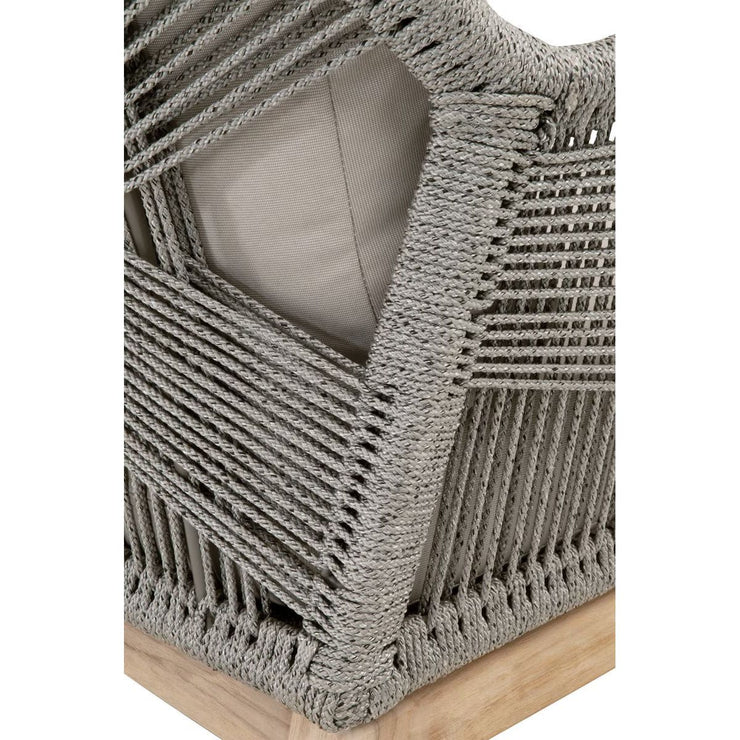 Essentials For Living Loom Outdoor Club Chair ~ Platinum Rope, Performance Smoke Gray, Gray Teak