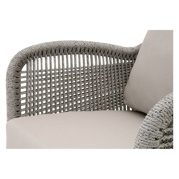 Essentials For Living Loom Outdoor Club Chair ~ Platinum Rope, Performance Smoke Gray, Gray Teak