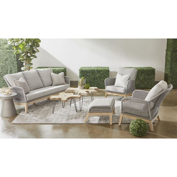 Essentials For Living Loom Outdoor Club Chair ~ Platinum Rope, Performance Smoke Gray, Gray Teak