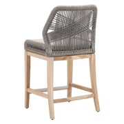 Essentials For Living Loom Outdoor Counter Stool ~ Platinum Rope, Performance Smoke Gray, Gray Teak