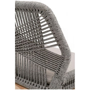 Essentials For Living Loom Outdoor Counter Stool ~ Platinum Rope, Performance Smoke Gray, Gray Teak