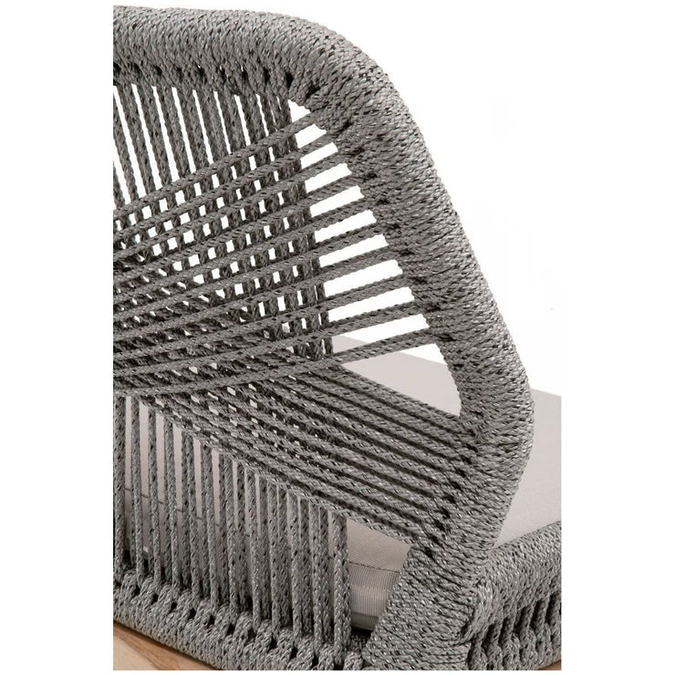 Essentials For Living Loom Outdoor Counter Stool ~ Platinum Rope, Performance Smoke Gray, Gray Teak