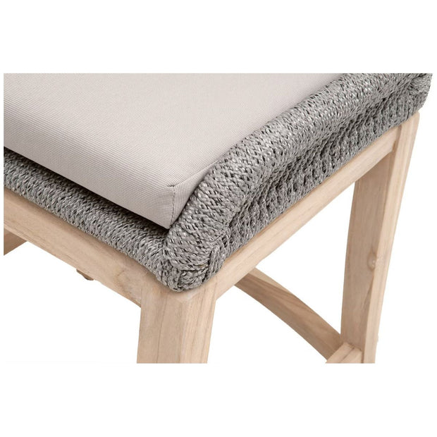 Essentials For Living Loom Outdoor Counter Stool ~ Platinum Rope, Performance Smoke Gray, Gray Teak