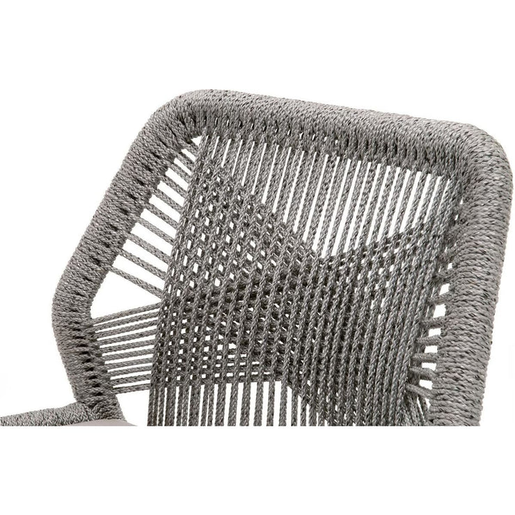 Essentials For Living Loom Outdoor Counter Stool ~ Platinum Rope, Performance Smoke Gray, Gray Teak