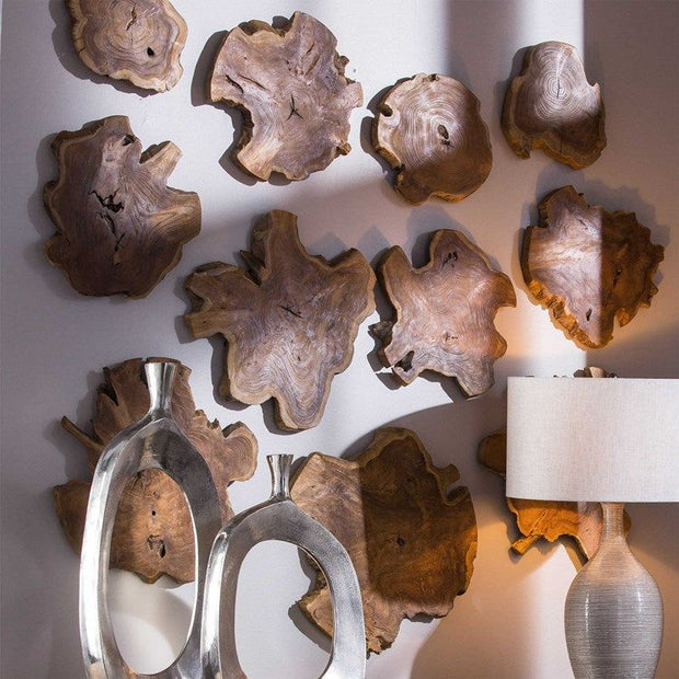 Uttermost Kalani Set of 3 Honey Glazed Natural Teak Wood Wall Art Decor