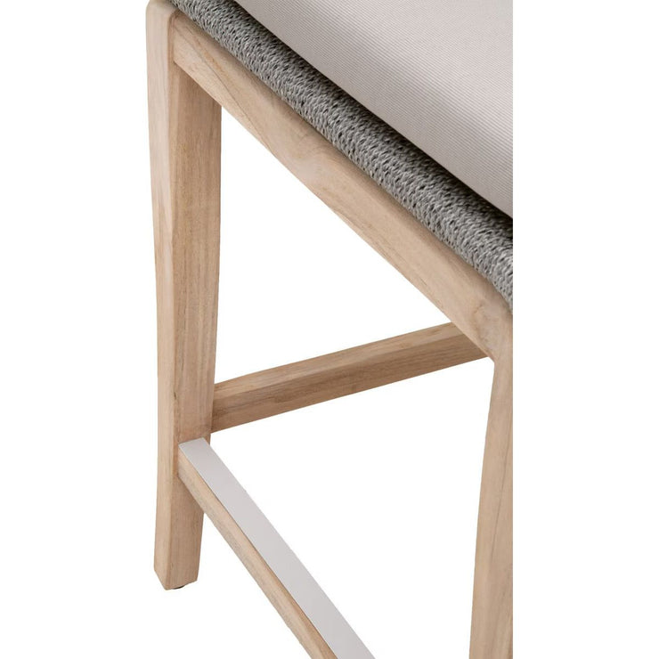 Essentials For Living Loom Outdoor Counter Stool ~ Platinum Rope, Performance Smoke Gray, Gray Teak