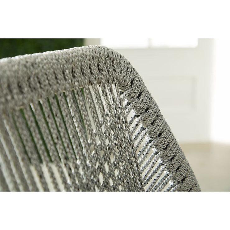Essentials For Living Loom Outdoor Counter Stool ~ Platinum Rope, Performance Smoke Gray, Gray Teak
