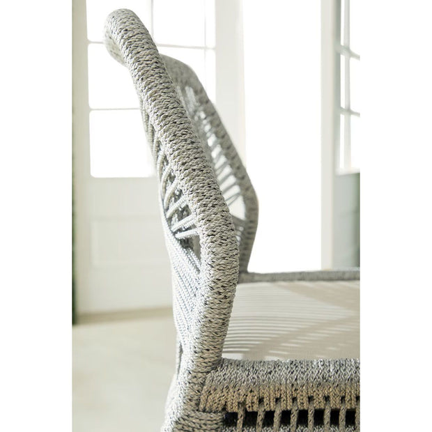 Essentials For Living Loom Outdoor Counter Stool ~ Platinum Rope, Performance Smoke Gray, Gray Teak