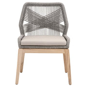 Essentials For Living Loom Outdoor Dining Chair ~ Platinum Rope, Performance Smoke Gray, Gray Teak