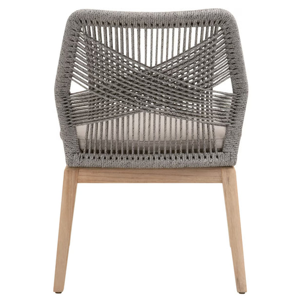 Essentials For Living Loom Outdoor Dining Chair ~ Platinum Rope, Performance Smoke Gray, Gray Teak