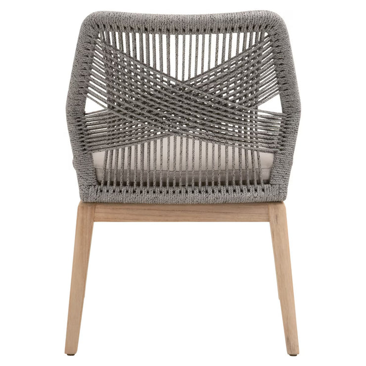 Essentials For Living Loom Outdoor Dining Chair ~ Platinum Rope, Performance Smoke Gray, Gray Teak