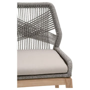 Essentials For Living Loom Outdoor Dining Chair ~ Platinum Rope, Performance Smoke Gray, Gray Teak