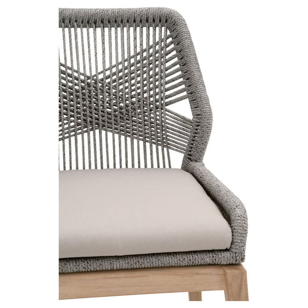 Essentials For Living Loom Outdoor Dining Chair ~ Platinum Rope, Performance Smoke Gray, Gray Teak