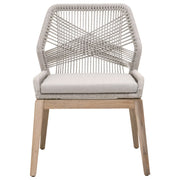 Essentials For Living Loom Outdoor Dining Chair ~ Taupe & White Flat Rope, Performance Pumice, Gray Teak