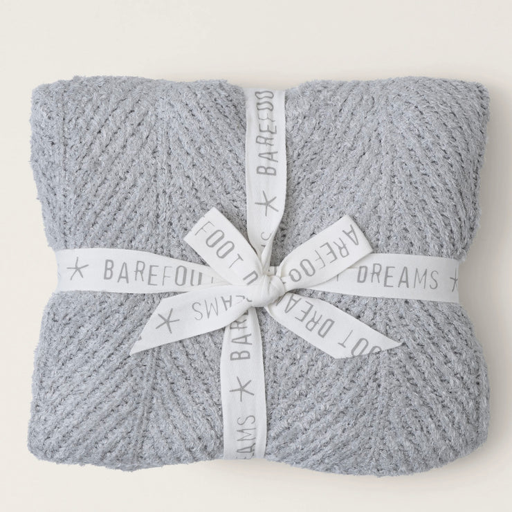Barefoot Dreams Bamboo CozyChic Herringbone Throw Blanket ~ Silver Sky