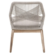 Essentials For Living Loom Outdoor Dining Chair ~ Taupe & White Flat Rope, Performance Pumice, Gray Teak