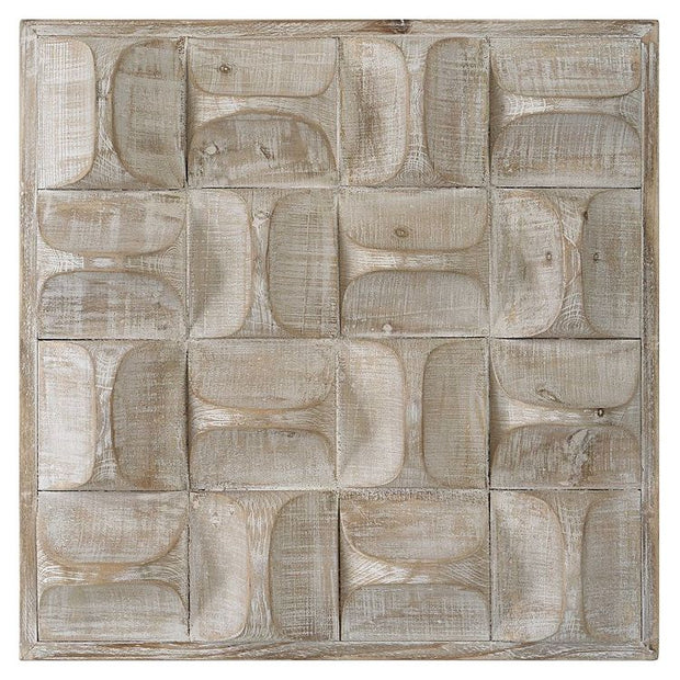 Uttermost Pickford Natural Ivory Wash Dimensional Wood Wall Art Decor