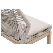 Essentials For Living Loom Outdoor Dining Chair ~ Taupe & White Flat Rope, Performance Pumice, Gray Teak