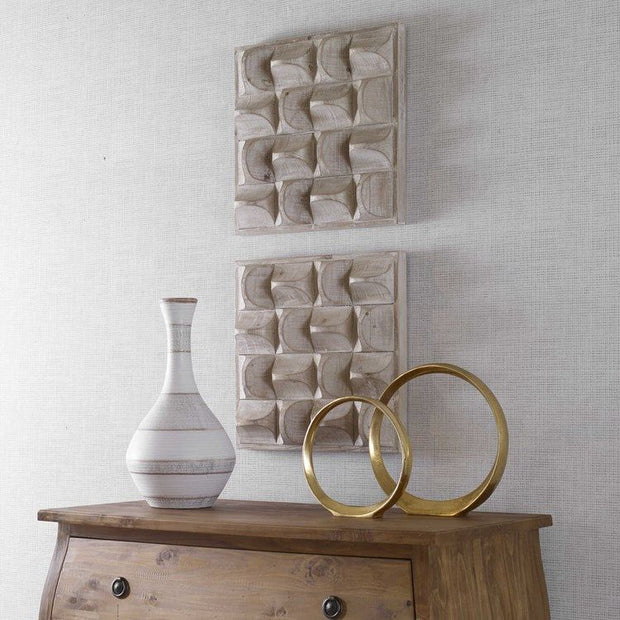Uttermost Pickford Natural Ivory Wash Dimensional Wood Wall Art Decor