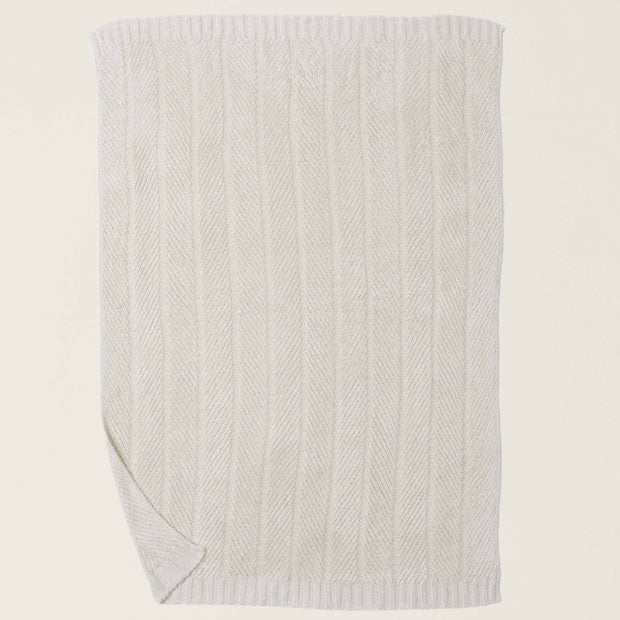 Barefoot Dreams Bamboo CozyChic Herringbone Throw Blanket ~ Cream
