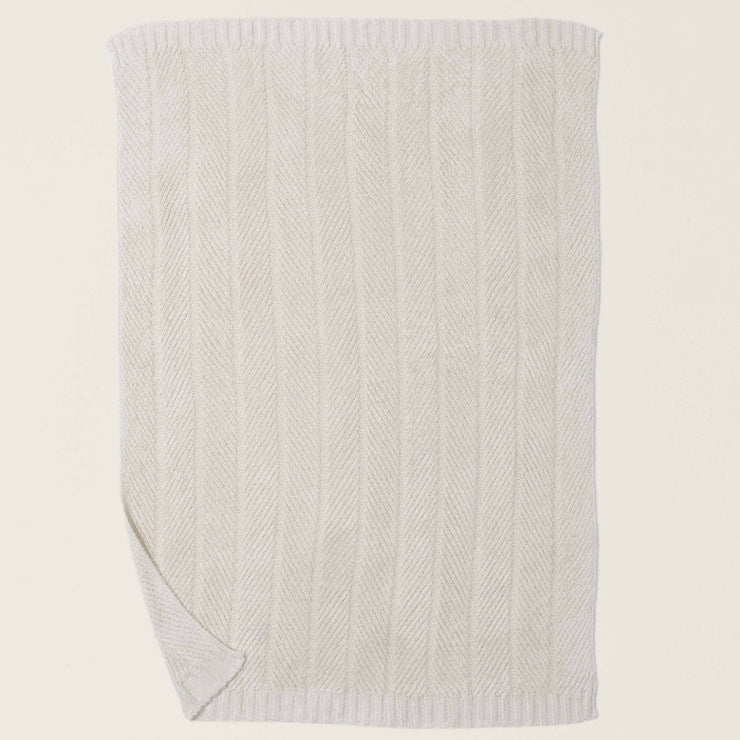 Barefoot Dreams Bamboo CozyChic Herringbone Throw Blanket ~ Cream