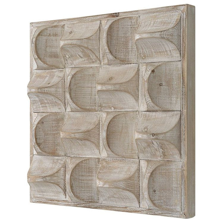 Uttermost Pickford Natural Ivory Wash Dimensional Wood Wall Art Decor