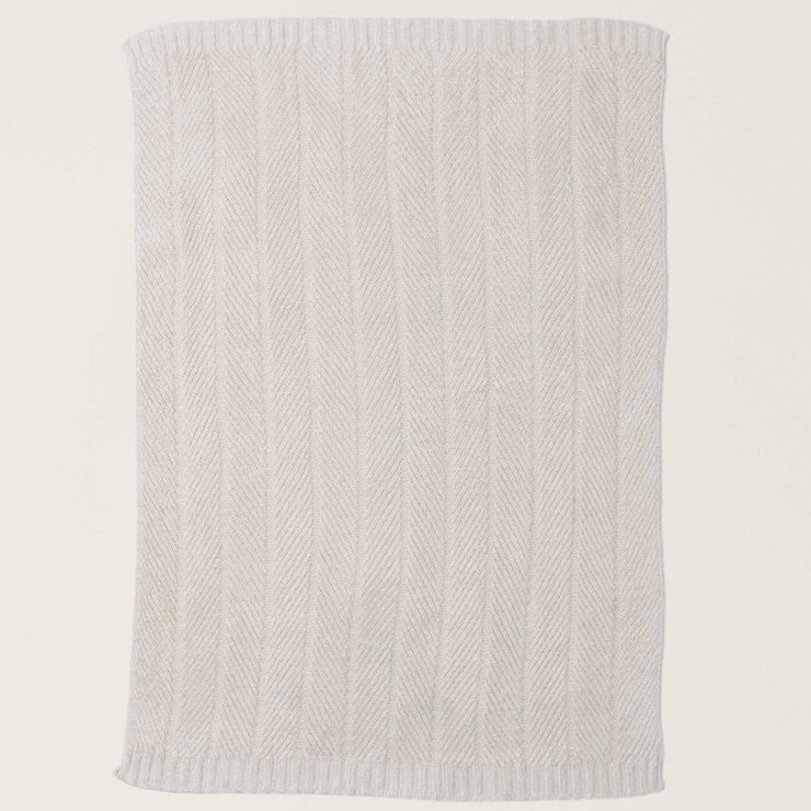 Barefoot Dreams Bamboo CozyChic Herringbone Throw Blanket ~ Cream