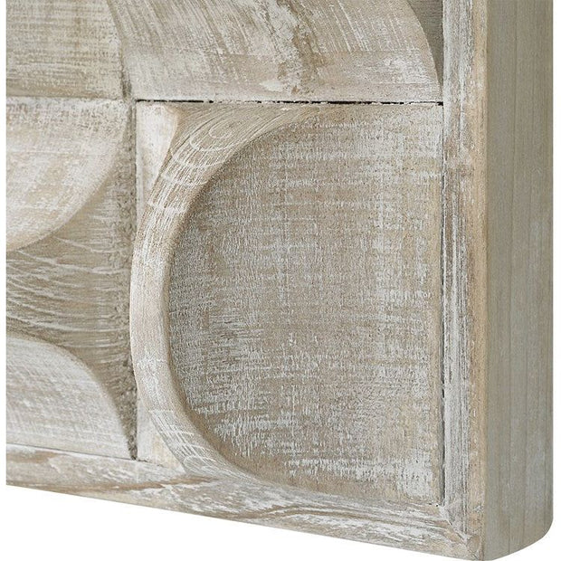 Uttermost Pickford Natural Ivory Wash Dimensional Wood Wall Art Decor