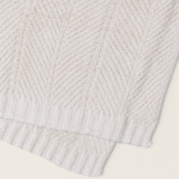 Barefoot Dreams Bamboo CozyChic Herringbone Throw Blanket ~ Cream