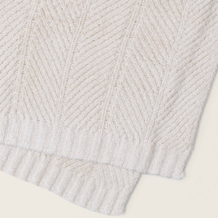 Barefoot Dreams Bamboo CozyChic Herringbone Throw Blanket ~ Cream