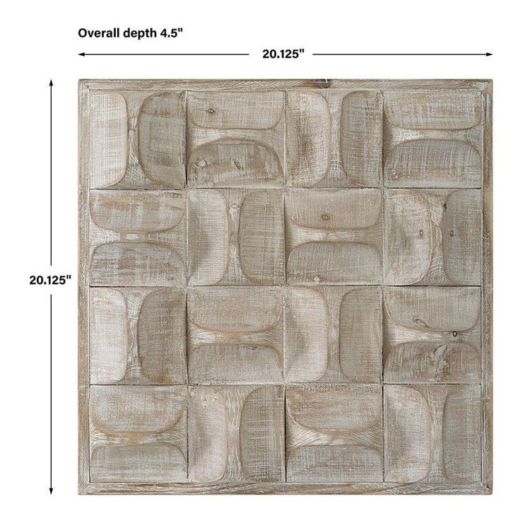 Uttermost Pickford Natural Ivory Wash Dimensional Wood Wall Art Decor