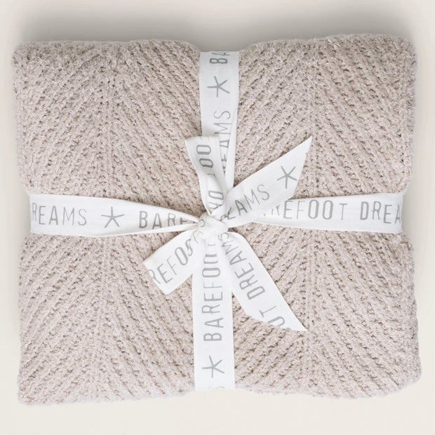 Barefoot Dreams Bamboo CozyChic Herringbone Throw Blanket ~ Stone
