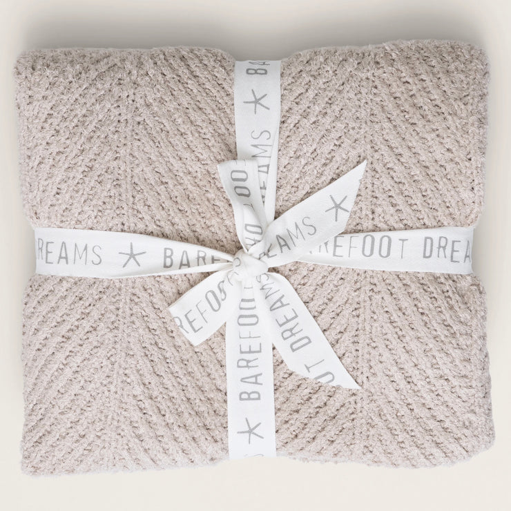 Barefoot Dreams Bamboo CozyChic Herringbone Throw Blanket ~ Stone