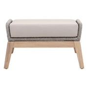 Essentials For Living Loom Outdoor Footstool ~ Platinum Rope, Performance Smoke Gray, Gray Teak