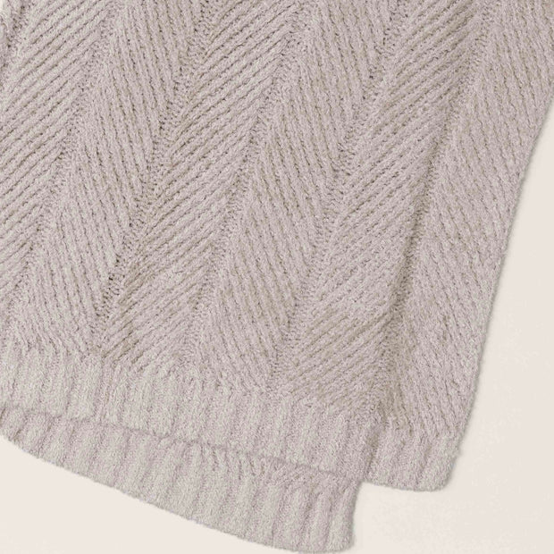Barefoot Dreams Bamboo CozyChic Herringbone Throw Blanket ~ Stone