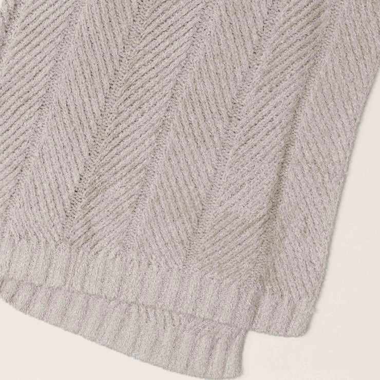 Barefoot Dreams Bamboo CozyChic Herringbone Throw Blanket ~ Stone