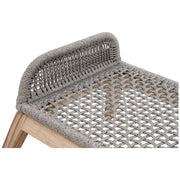 Essentials For Living Loom Outdoor Footstool ~ Platinum Rope, Performance Smoke Gray, Gray Teak