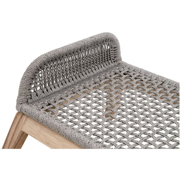Essentials For Living Loom Outdoor Footstool ~ Platinum Rope, Performance Smoke Gray, Gray Teak