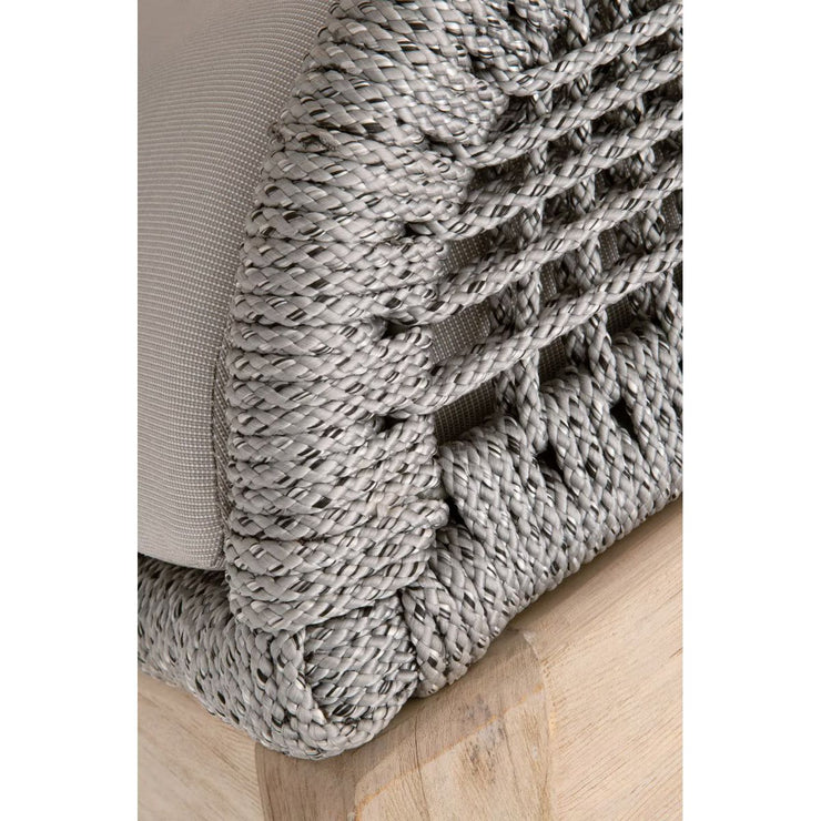 Essentials For Living Loom Outdoor Footstool ~ Platinum Rope, Performance Smoke Gray, Gray Teak